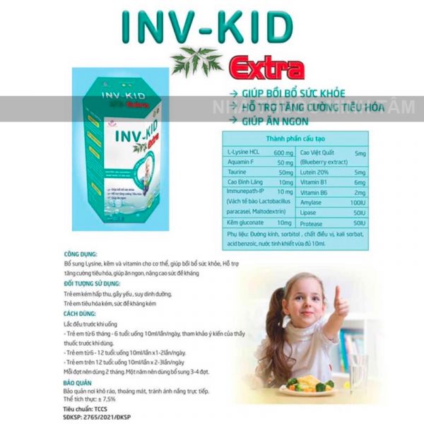 INV-KID Extra giúp ăn ngon, hỗ trợ tăng cường tiêu hoá 002